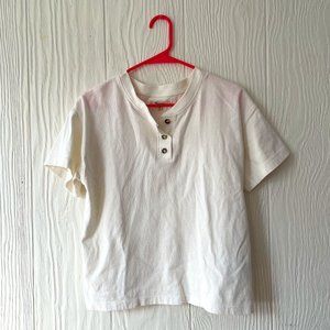 Madewell Parkview Henley Tee Shirt - size S - off white